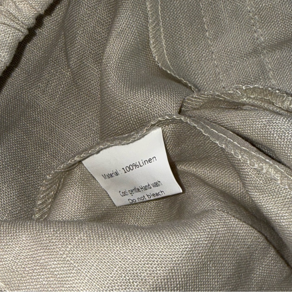 IXIMO %100 Linen Pants Tapered Leg sz L Lagenlook Coastal Cream Ivory pull on - Picture 5 of 11